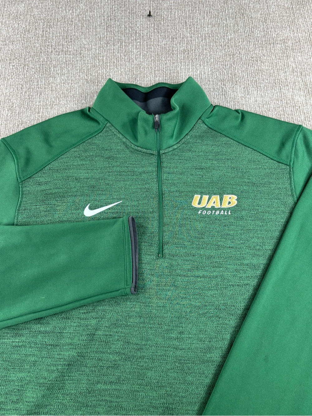 Nike Dri-Fit UAB Football 1/4 Zip Pullover Mens Large Green Long Sleeve Blazers
